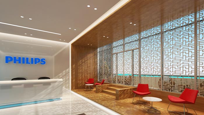 2600平方大型辦公室前臺裝修設計案例效果圖