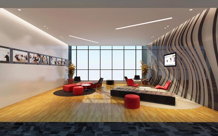 2600平方大型辦公室前臺接待裝修設計案例效果圖