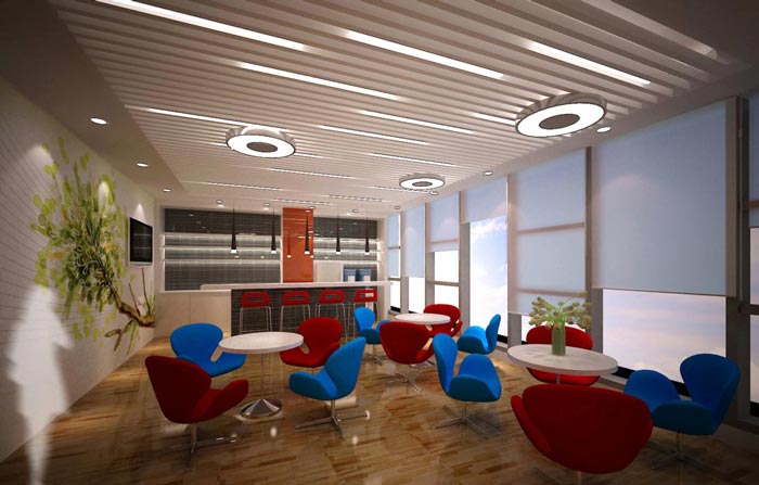 2600平方大型辦公室休息區域裝修設計案例效果圖