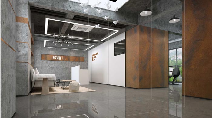 300平方中小型辦公室前臺裝修設計案例效果圖