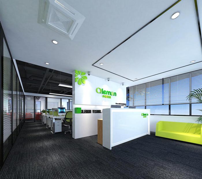 150平方小型創意辦公室前臺裝修設計案例效果圖