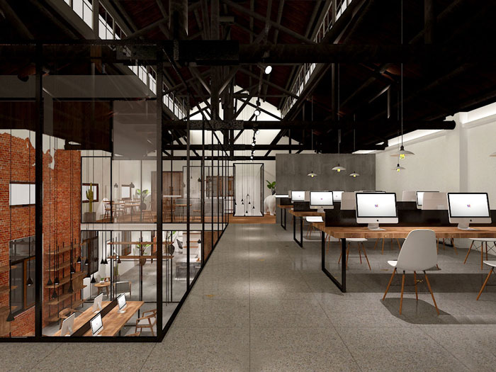 服飾設計公司辦公室二樓辦公區域裝修設計案例效果圖