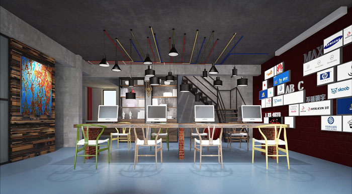 210平方小型創意辦公室辦公區域裝修設計案例效果圖