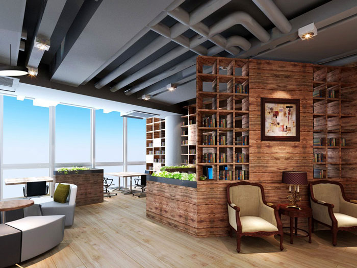 910平方中型創(chuàng)意辦公室前臺(tái)過(guò)渡裝修設(shè)計(jì)案例效果圖