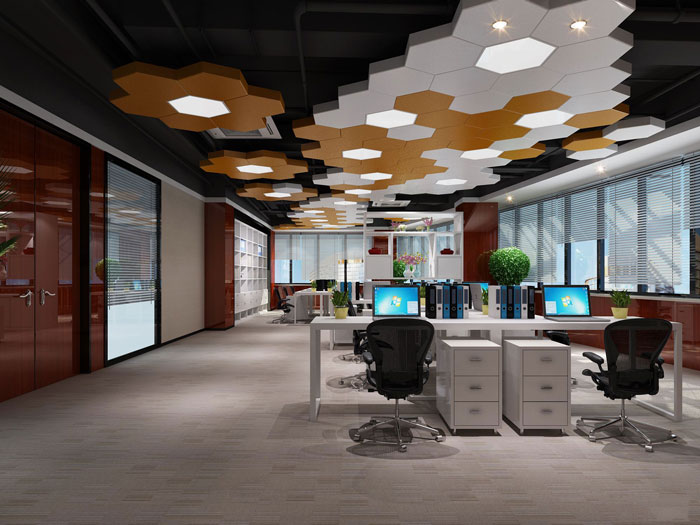 750平方中型辦公室A區辦公區域裝修設計案例效果圖