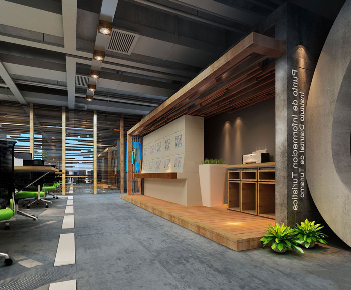 1100平方大型創意辦公室過道裝修設計案例效果圖