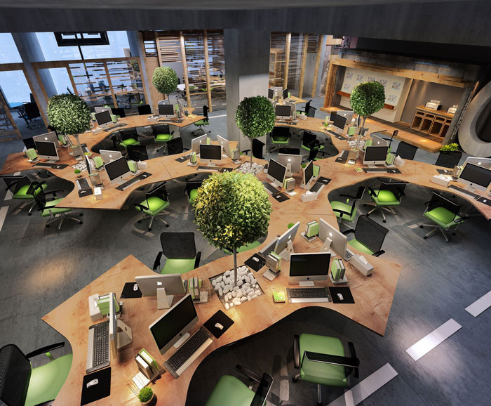 1100平方大型創意辦公室辦公區域裝修設計案例效果圖