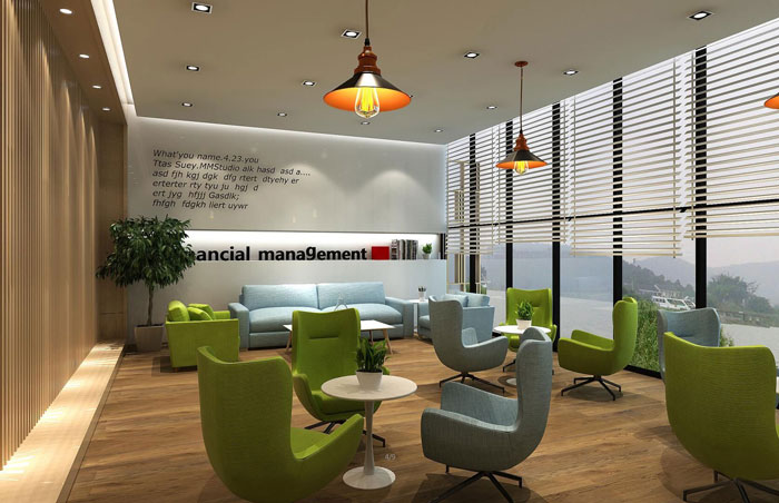 560平方中型辦公室前臺接待區域裝修設計案例效果圖