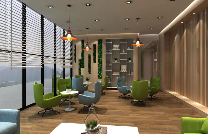 560平方中型辦公室接待區域裝修設計案例效果圖