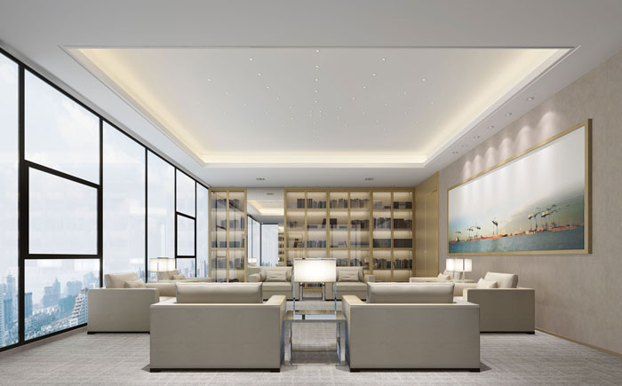 1200平方大型辦公室接待室裝修設(shè)計(jì)案例效果圖