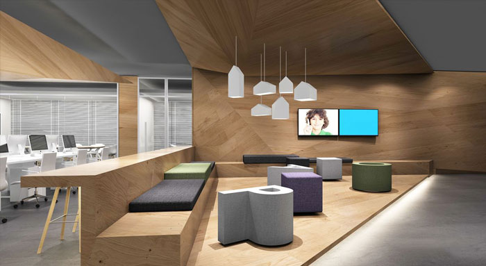 320平方小型辦公室接待區域裝修設計案例效果圖