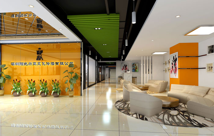 400平方教育行業辦公室前臺裝修設計案例效果圖