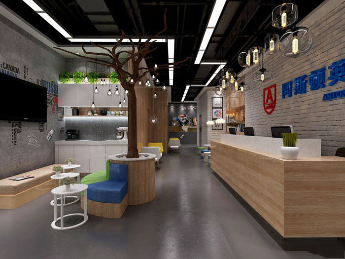 650平方教育辦公室前臺過道裝修設計案例效果圖