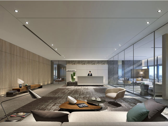 1410平方大型創意辦公室前臺裝修設計案例效果圖