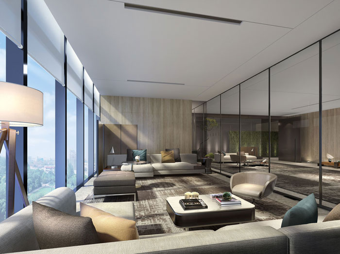 1420平方現代簡約辦公室前臺接待裝修設計案例效果圖