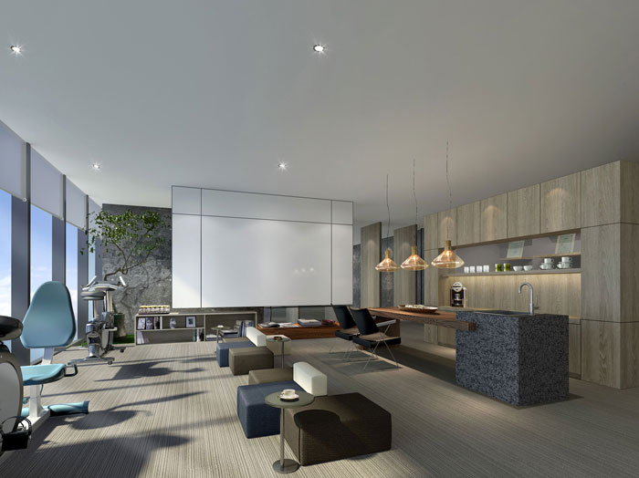 1420平方現代簡約辦公室茶水間裝修設計案例效果圖