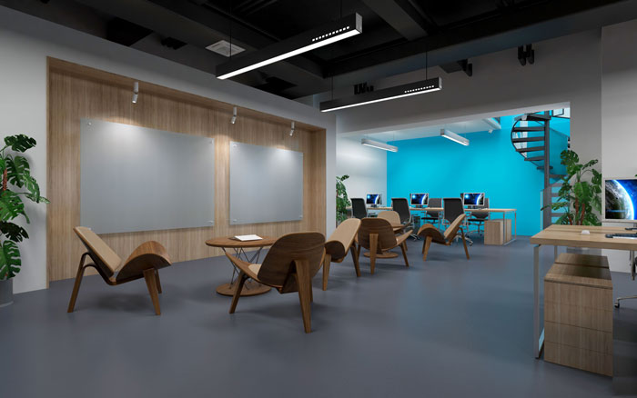 920平方中大型辦公室進門區域裝修設計案例效果圖