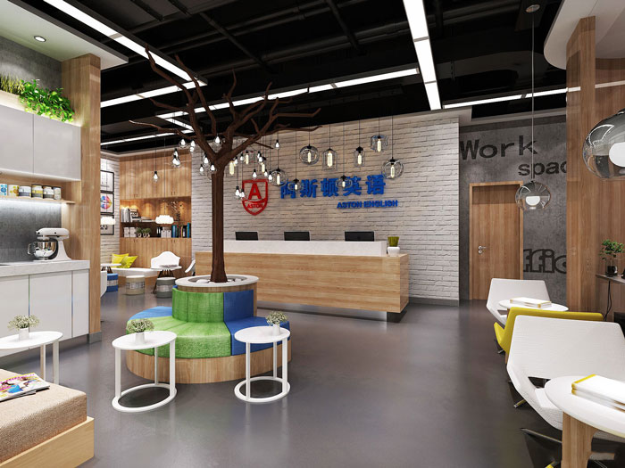 640平方中型辦公室前臺裝修設計案例效果圖