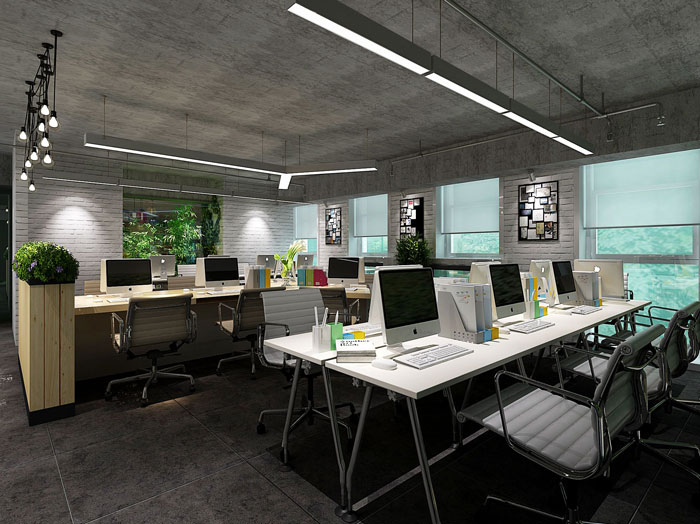640平方中型辦公室辦公區域裝修設計案例效果圖