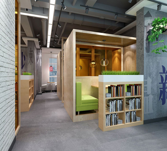 640平方中型辦公室休息區域裝修設計案例效果圖