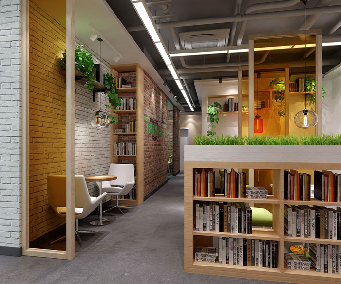 640平方中型辦公室閱讀區域裝修設計案例效果圖