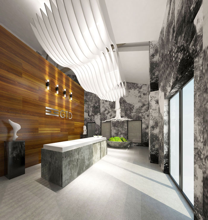 1000平方loft風格辦公室前臺裝修設計案例效果圖