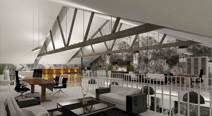 1000平方辦公室二樓區域軟裝設計方案效果圖