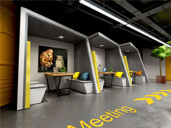 1300平方loft風(fēng)格辦公室洽談空間裝修設(shè)計(jì)案例效果圖