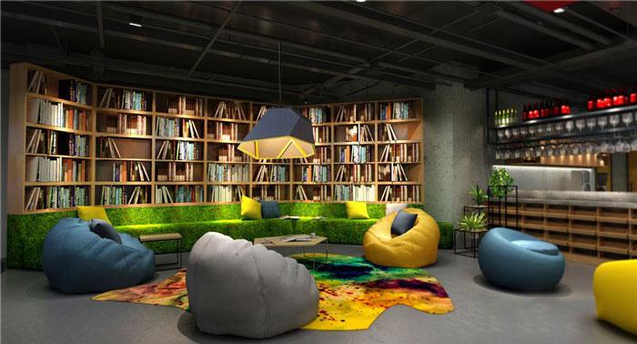 1300平方loft風(fēng)格辦公室休息區(qū)域裝修設(shè)計(jì)案例效果圖