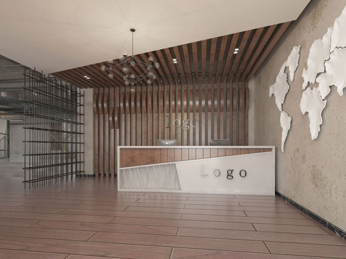 750平方辦公室前臺軟裝設計方案效果圖