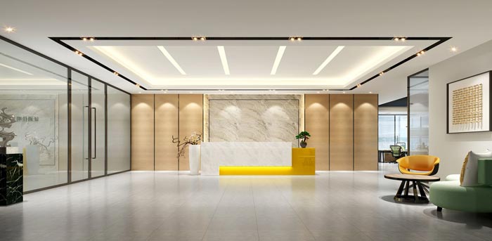 現代簡約辦公室前臺裝修設計效果圖