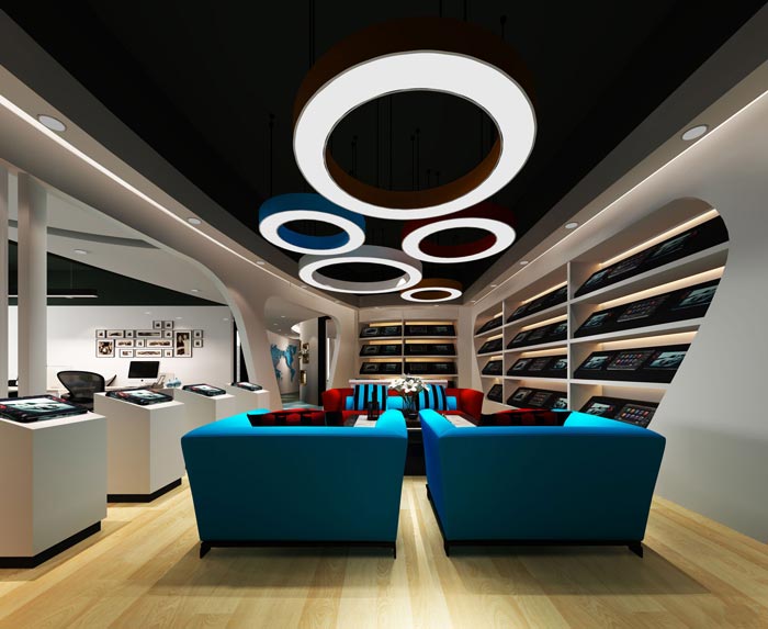 600平方培訓機構辦公室接待區域裝修設計案例效果圖