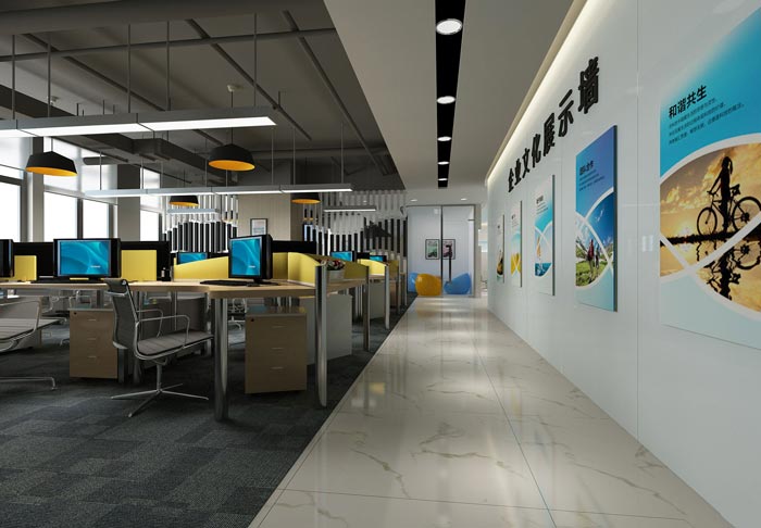 600平方培訓機構辦公室辦公區域裝修設計案例效果圖