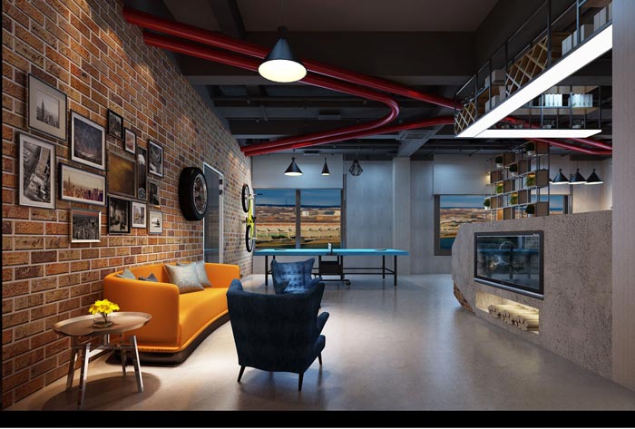 700平方工業風辦公室休息區域裝修設計案例效果圖