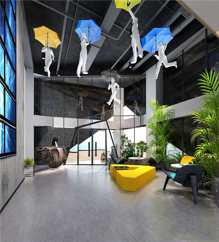 現(xiàn)代簡約辦公室前臺(tái)裝修設(shè)計(jì)效果圖