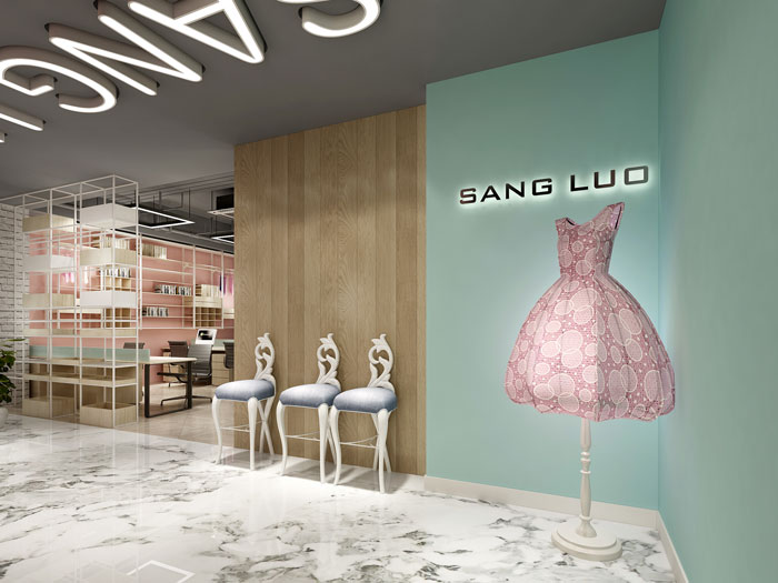 450平方服裝公司辦公室前臺裝修設計案例效果圖