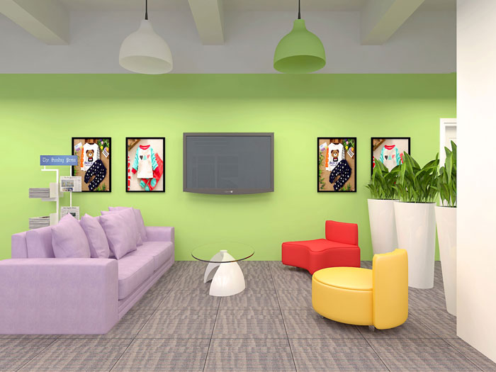 230平方兒童童裝公司辦公室前臺裝修設計案例效果圖