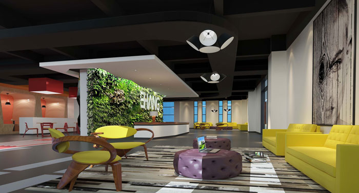 1800平方電子商務辦公室前臺裝修設計案例效果圖