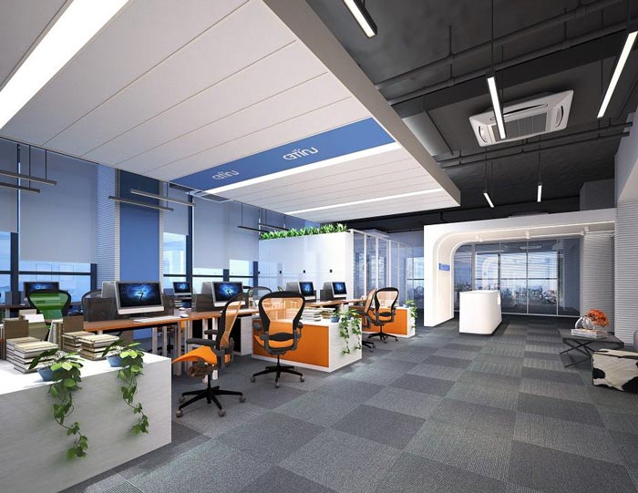 500平方金融公司辦公室前臺裝修設計案例效果圖