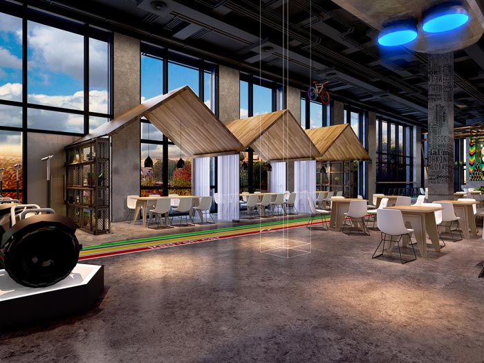 2200平方廠房辦公室前臺裝修設計案例效果圖