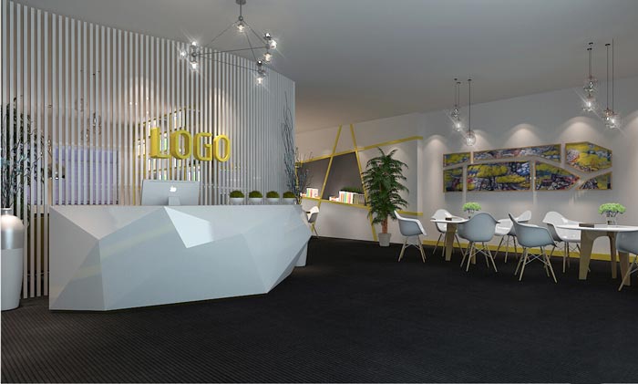 680平方設(shè)計(jì)事務(wù)所辦公室前臺(tái)裝修設(shè)計(jì)案例效果圖