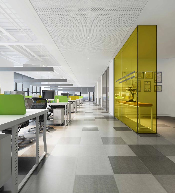 金融租賃公司辦公室辦公區域軟裝設計方案效果圖