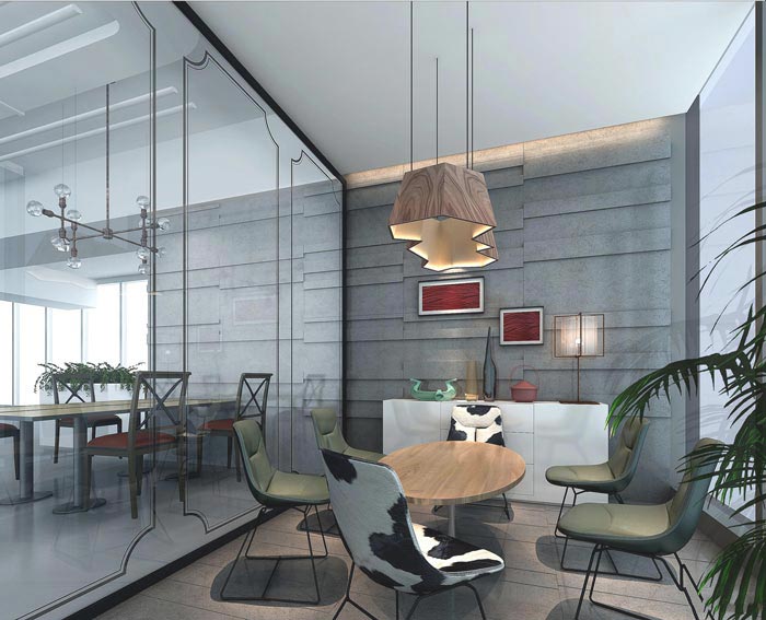 傳媒公司辦公室接待區(qū)域裝修設(shè)計案例效果圖