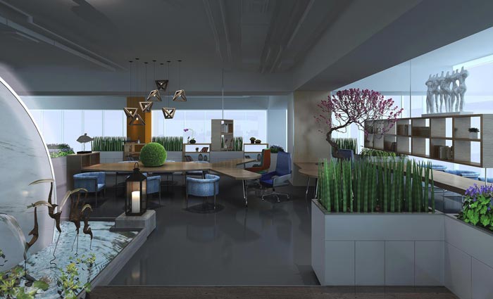 傳媒公司辦公室動線裝修設(shè)計案例效果圖