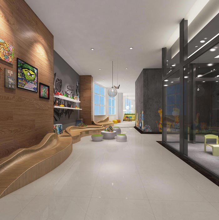 國際教育辦公室過道裝修設計案例效果圖