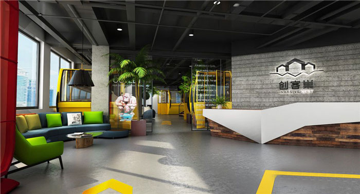 互聯(lián)網(wǎng)公司辦公室前臺裝修設(shè)計(jì)案例效果圖