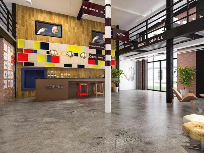 簡約時尚辦公室進門區域裝修設計案例效果圖