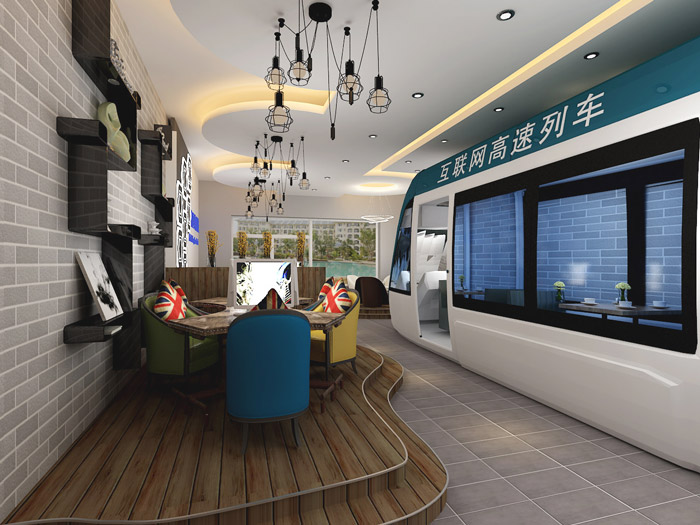 小型時尚辦公室二樓區域裝修設計案例效果圖