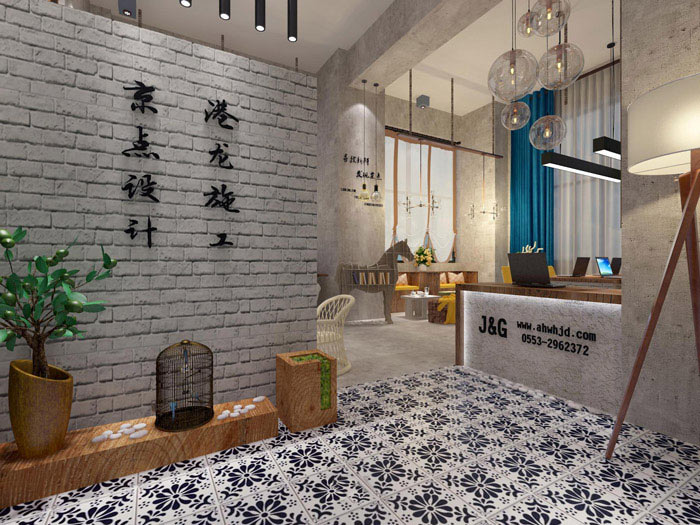 室內設計工作室進門區域裝修設計案例效果圖