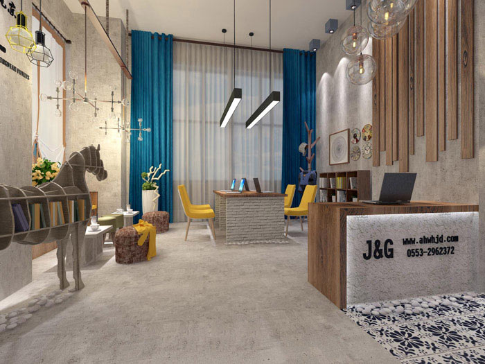 室內設計工作室接待區域裝修設計案例效果圖